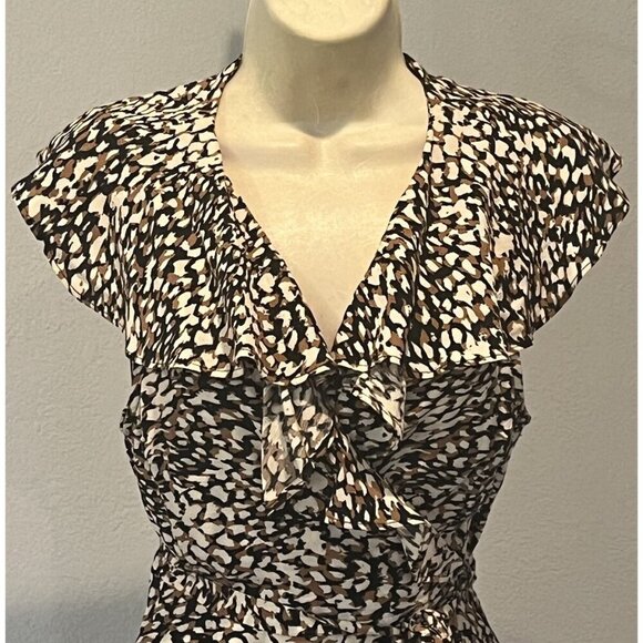 Free People Black Brown French Quarter Print Ruffle Wrap Mini Dress Sz XS - Picture 6 of 13
